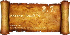 Matzek Tamás névjegykártya